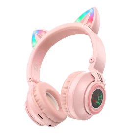 Беспроводные наушники Borofone BO18 Cat ear, Розовые