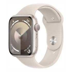 Apple Watch Series 9, 41 мм, алюминий цвета "сияющая звезда", спортивный ремешок "сияющая звезда", размер M/L (MR8U3)