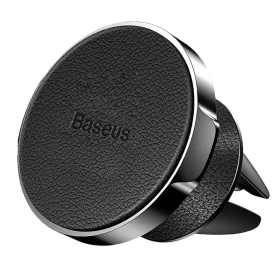 Держатель Baseus Small Ears Series Air Outlet Magnetic Bracket Genuine Leather Type, Чёрный (SUER-E01)