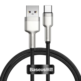 Кабель Baseus Cafule Series Metal Data Cable USB to Type-C 66W 1m, Чёрный (CAKF000101)