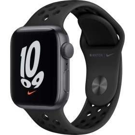 Apple Watch SE 2021, 40 мм, алюминий "серый космос", спортивный ремешок Nike "антрацитовый/чёрный" (MKQ33)