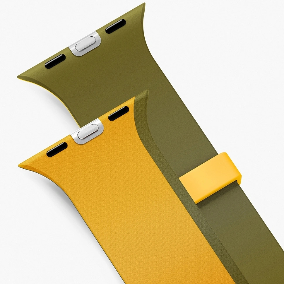 Ремешок Uniq для Apple Watch 44/45/49мм Revix IV reversible Magnetic, Canary Yellow/Deep Forrest (49MM-REV4CYELDFST). Фото 3