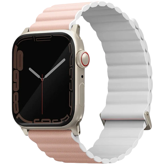 Ремешок Uniq для Apple Watch 38/40/41/42мм Revix Premium Ed. Leather/Silicone, Blush Pink/White (41MM-REVPBPNKWHT). Фото 1