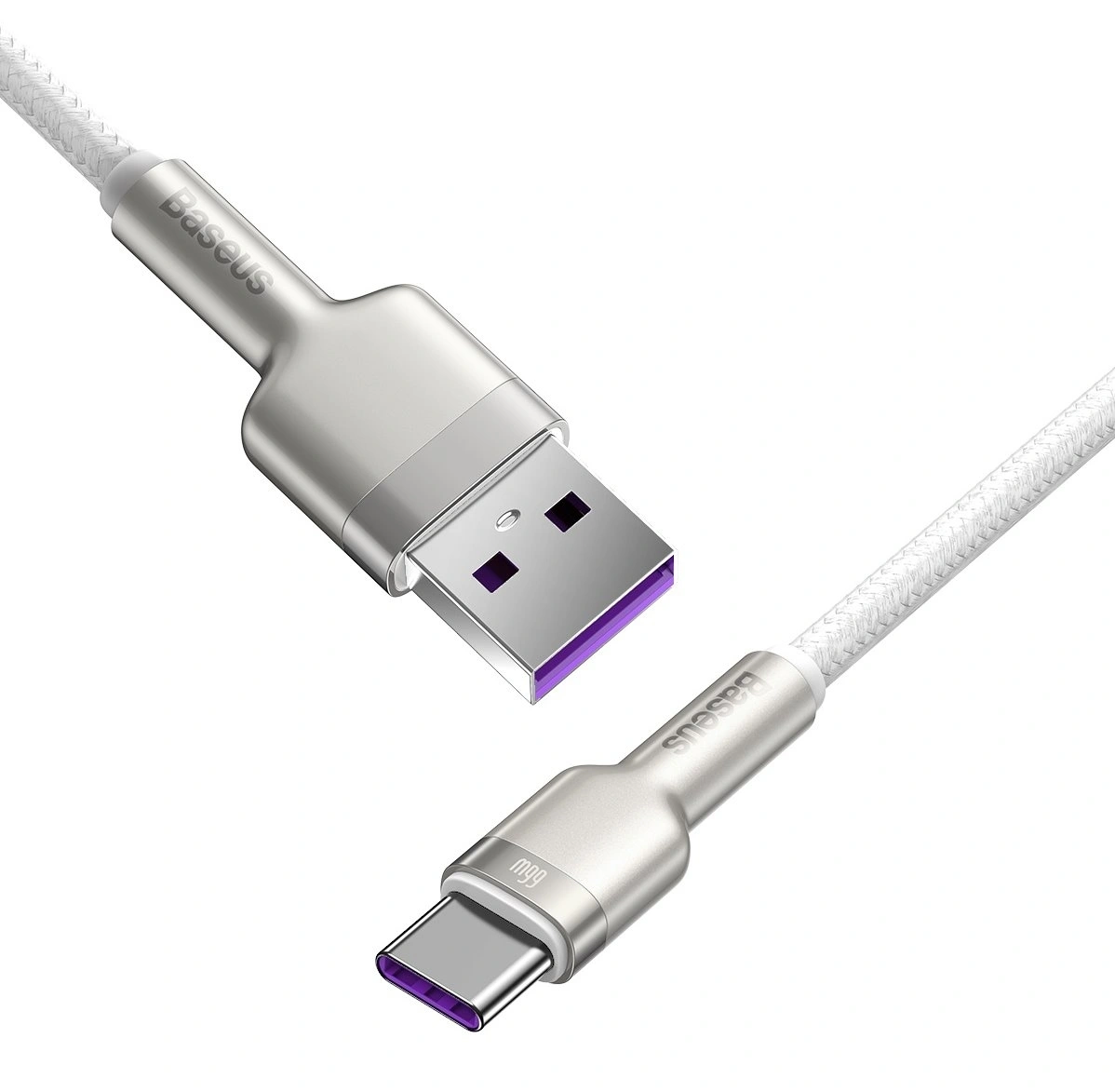 Кабель Baseus Cafule Series Metal Data Cable USB to Type-C 66W 1м, Белый (CAKF000102). Фото 3