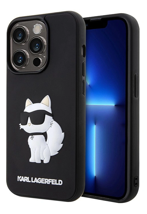 Накладка Lagerfeld для iPhone 15 Pro 3D Rubber NFT Choupette Hard, Black (KLHCP15L3DRKHNK). Фото 1