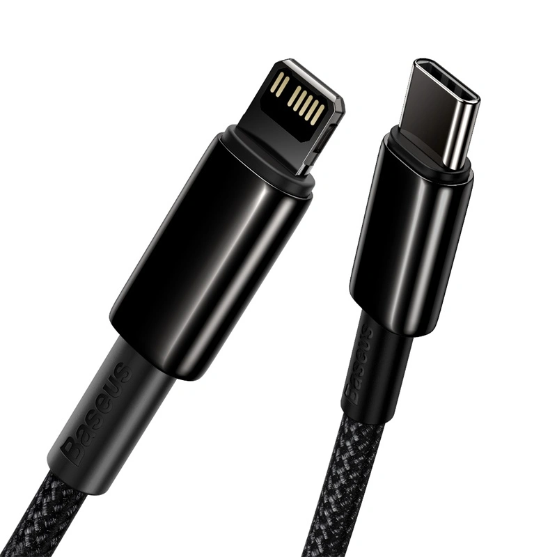 Кабель Baseus Tungsten Gold Fast Charging Data Cable Type-C to iP PD 20W 2m, Black (CATLWJ-A01). Фото 4