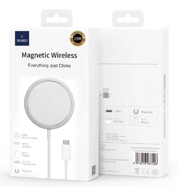 Беспроводное зарядное устройство Wiwu Magnetic Wireless Wi-W009, Белое. Фото 3