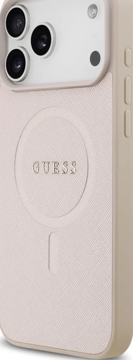 Накладка Guess для iPhone 17 Pro PU Saffiano with Classic metal logo (MagSafe), Розовая (GUHMP17LPSAHMCP). Фото 2