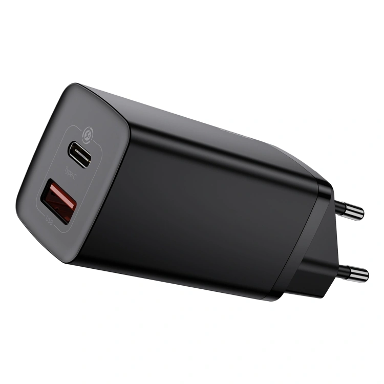 Сетевое зарядное устройство Baseus GaN2 Lite Quick Charger C+U 65W, Чёрное (CCGAN2L-B01). Фото 1