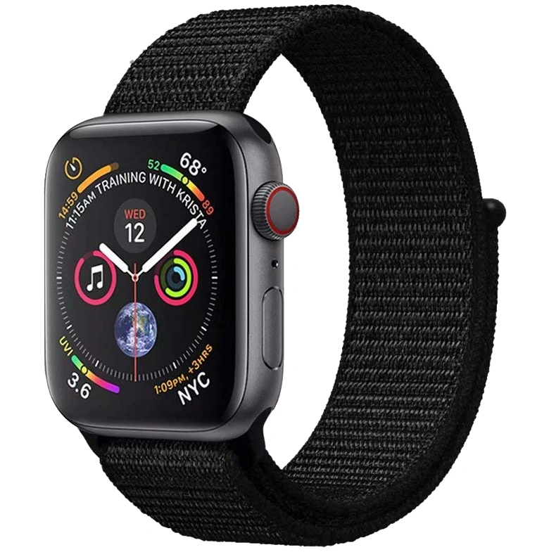 Ремешок нейлоновый для Apple Watch 44/45/46/49мм, Чёрный. Фото 2