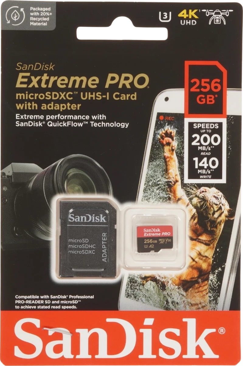 Карта памяти SanDisk Extreme Pro 256GB MicroSD (SDSQXCD-256G-GN6MA). Фото 1