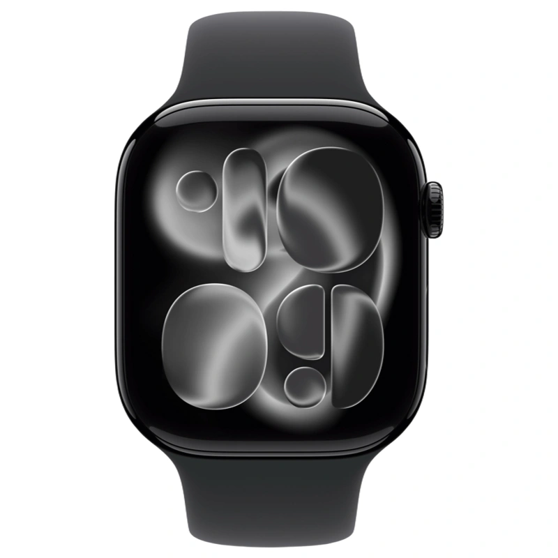 Apple Watch Series 11, 42 мм, алюминий цвета «Jet Black», спортивный ремешок "Black", S/M (MEQT4). Фото 2