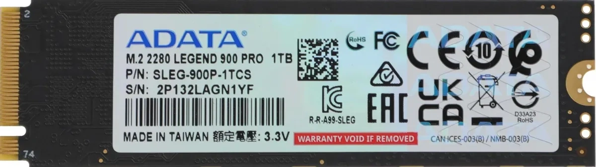 SSD накопитель A-Data Legend 900 Pro 1ТБ, M.2 2280, PCIe 4.0 x4, NVMe, M.2 (SLEG-900P-1TCS). Фото 5