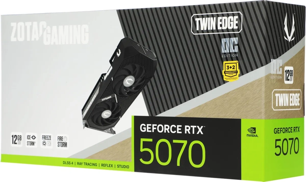 Видеокарта ZOTAC GeForce RTX 5070 GAMING Twin Edge 12Гб GDDR7 192 bit PCIe 5.0. Фото 5