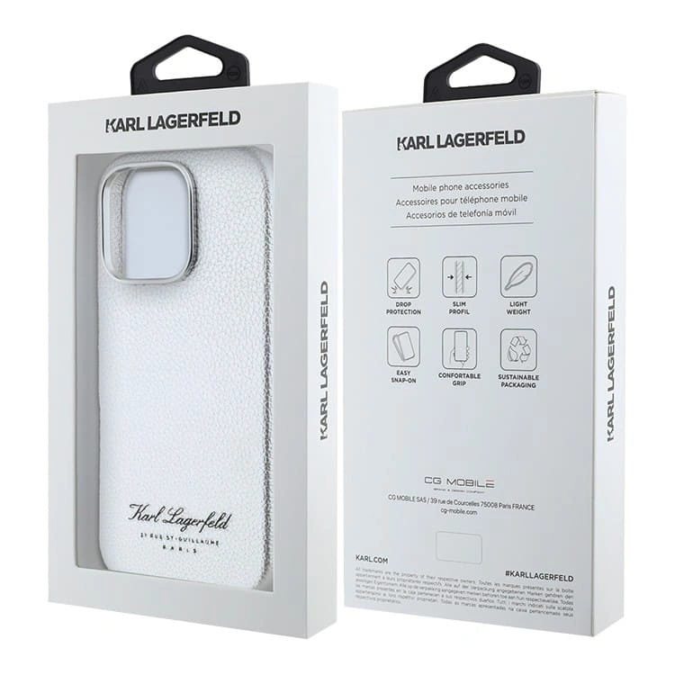 Накладка Lagerfeld для iPhone 16 Pro Full Wrapped Grained leather & Metal Camera Hard, Grey (KLHCP16LPGWCMKHG). Фото 5