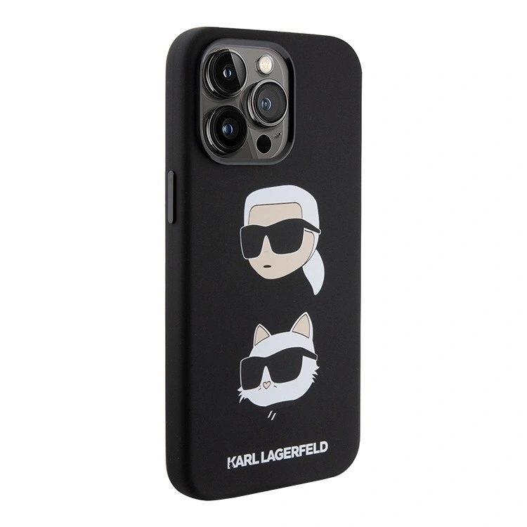 Накладка Lagerfeld для iPhone 15 Pro Liquid Silicone NFT Karl & Choupette heads Hard, Black (KLHCP15LSDHKCNK). Фото 2