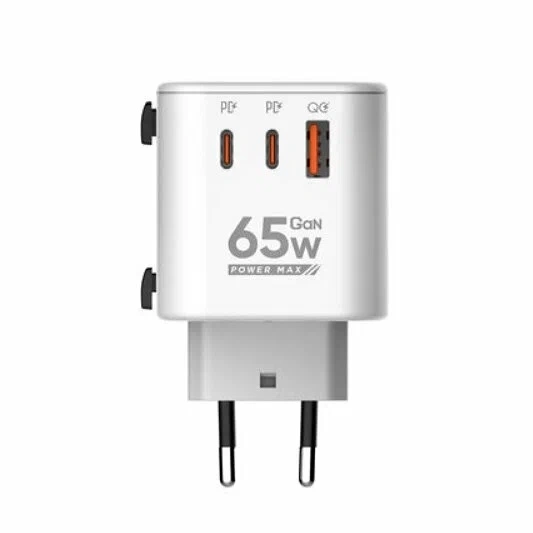 Сетевое зарядное устройство LDNIO Z6 GaN 65W PD Super Fast Charge Universal Travel Adapter, 1хUSB-A, 2хType-C, Белое. Фото 3
