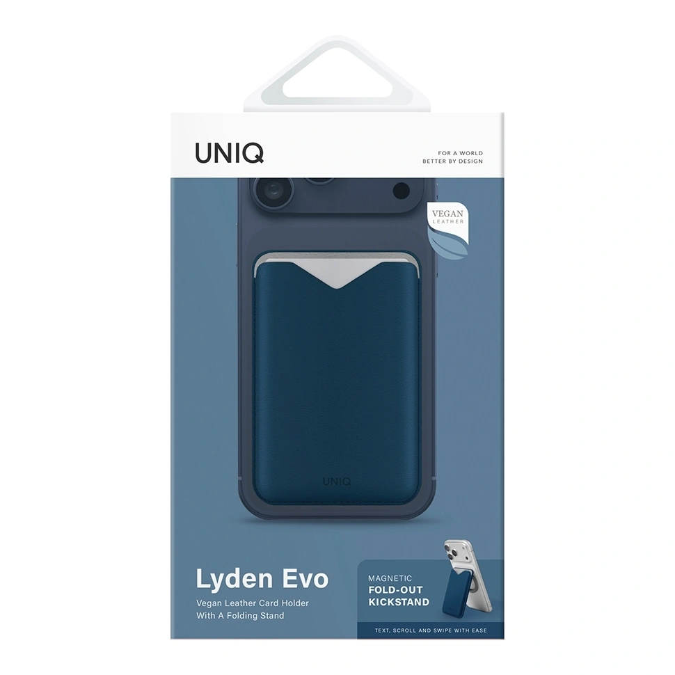 Магнитный бумажник Uniq для iPhone Lyden Evo Magnetic Card Holder, Синий (LYDENEVO-STBLUE). Фото 3