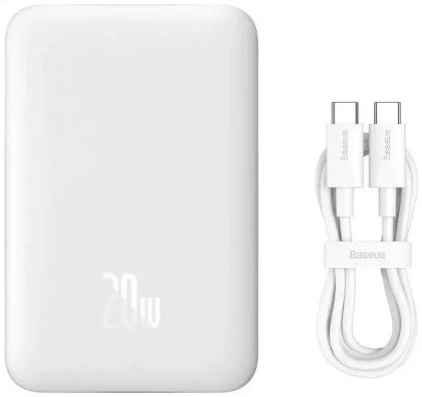 Внешний аккумулятор Baseus Magnetic Mini Air Wireless 10000mAh 20W (P10059001223-00), Белый. Фото 3