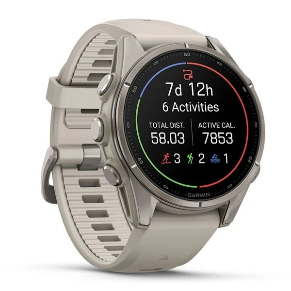 Умные часы Garmin Fenix 9 43мм, АMOLED, Титан с с дымчато-серым силиконовым ремешком (010-04761-00). Фото 3