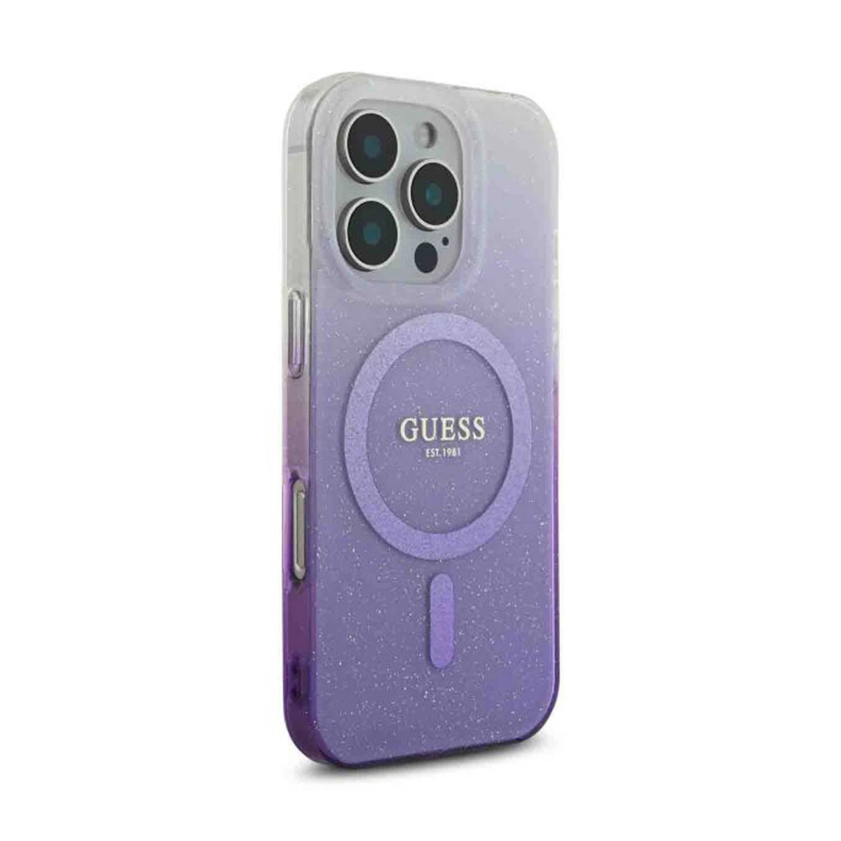 Накладка Guess для iPhone 16 Pro Max PC/TPU Glitter Hard Gradient Purple (MagSafe), Purple (GUHMP16XHGRCELU). Фото 4
