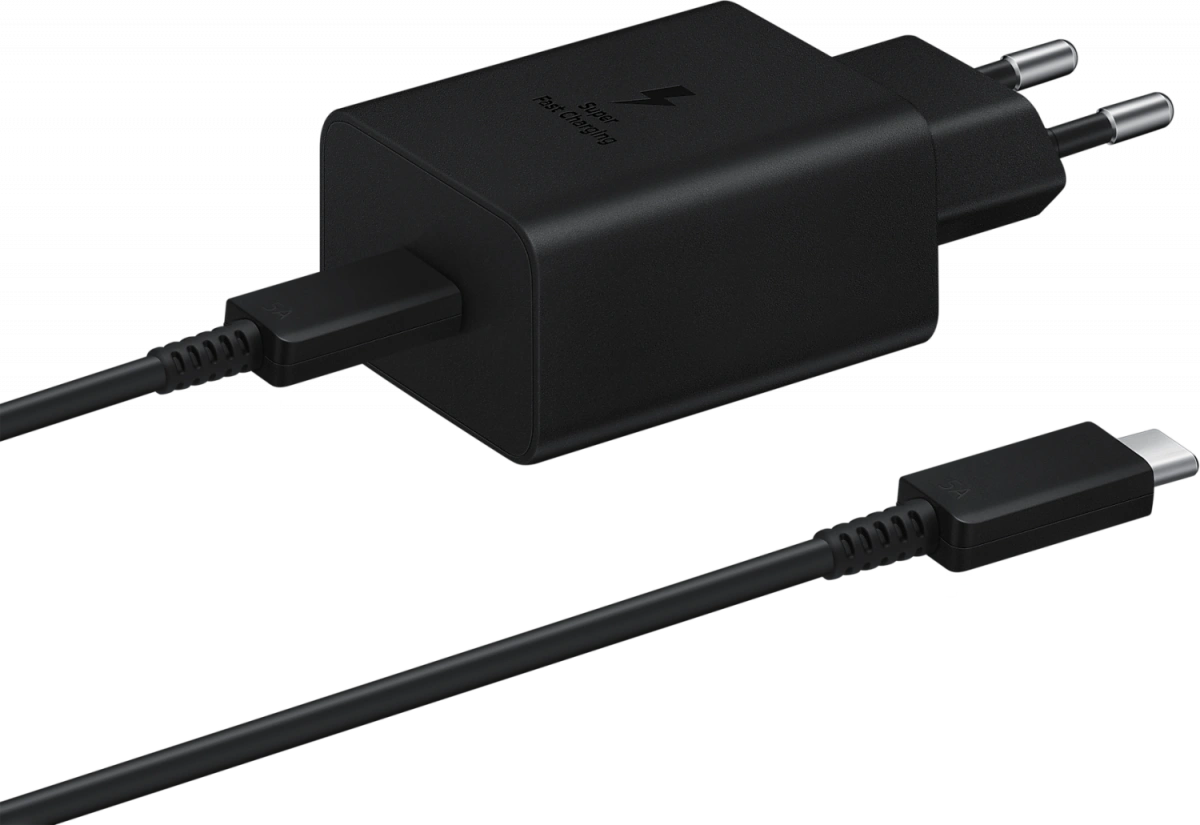 Сетевое зарядное устройство Samsung USB-C 45W + Cable Type-C to Type-C, Чёрное (EP-T4510). Фото 1