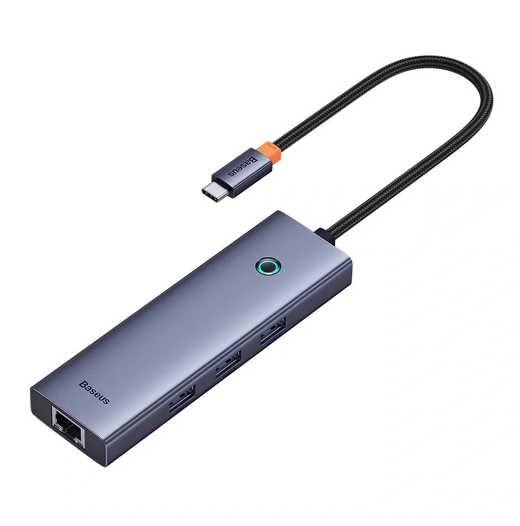 Хаб Baseus Flite Series 6-Port HUB Docking Station (Type-C to HDMI4K@60Hz*1+USB 3.2*3+USB-C*1+RJ45*1), Cерый (B00052807813-00). Фото 6