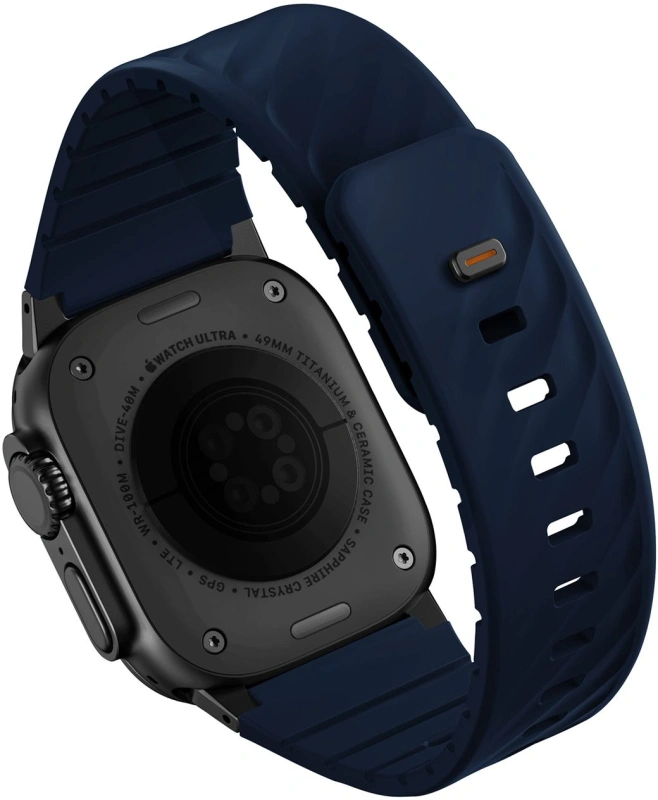 Ремешок Uniq FLUO Silicone Rubber для Apple Watch 44/45/49мм, Marine Blue (49-40MM-FLUOMBLU). Фото 2