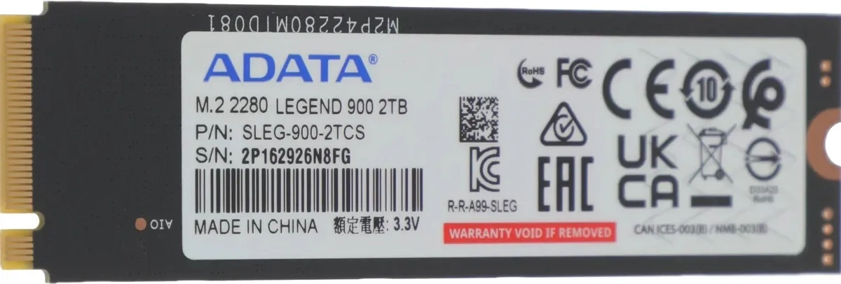 SSD накопитель A-Data Legend 900 2ТБ, M.2 2280, PCIe 4.0 x4, NVMe, M.2 (SLEG-900-2TCS). Фото 3