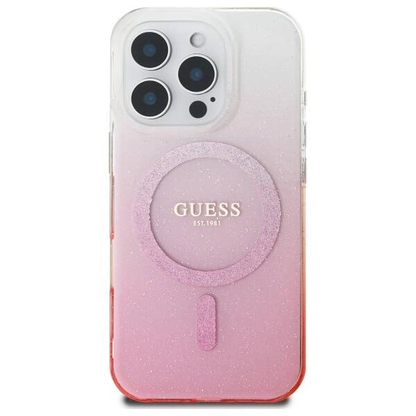 Накладка Guess для iPhone 16 Pro Max PC/TPU Glitter Hard Gradient (MagSafe), Pink (GUHMP16XHGRCELP). Фото 2