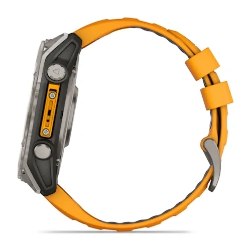 Умные часы Garmin Fenix 8 47mm, Sapphire, Titanium with Spark Orange/Graphite Silicone Band. Фото 5