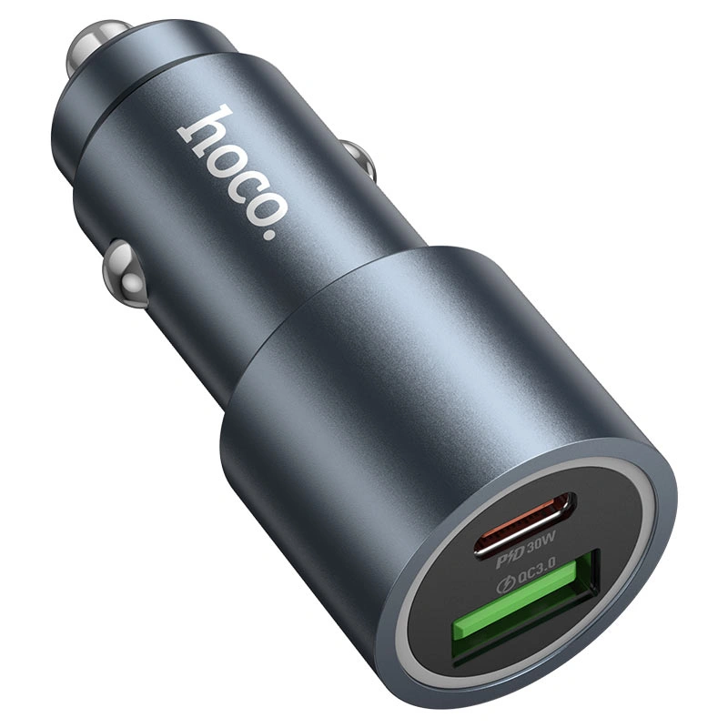 Автомобильное зарядное устройство Hoco Z60 Bloom PD48W Type-C PD30W+ QC3.0, Aluminium Gray. Фото 2