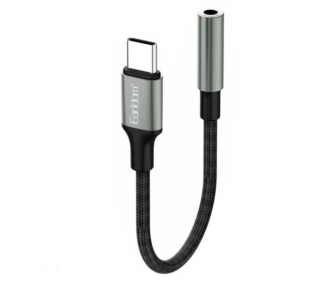 Переходник AUX Eardom ET-OT77 Type-C to 3.5mm, Black. Фото 1