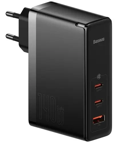 Сетевое зарядное устройство Baseus GaN5 Pro Fast Charger 2C+U 140W, Чёрное (CCGP100201). Фото 3