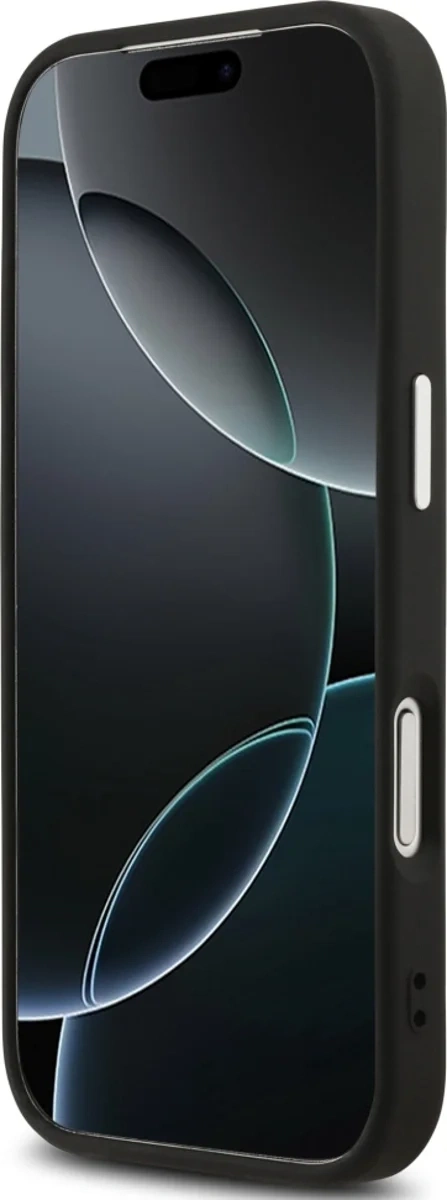 Накладка Guess для iPhone 17 Pro Fixed Glitters Tringle metal logo & Camera (MagSafe), Чёрная (GUHMP17LPFGTSCMK). Фото 5