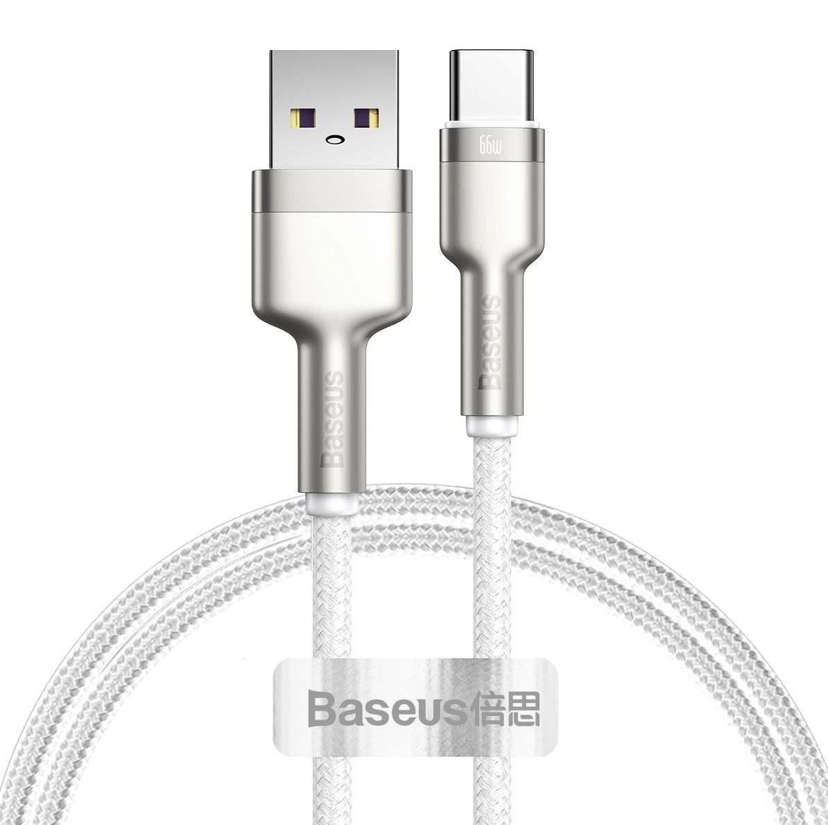 Кабель Baseus Cafule Series Metal Data Cable USB to Type-C 66W 1м, Белый (CAKF000102). Фото 1