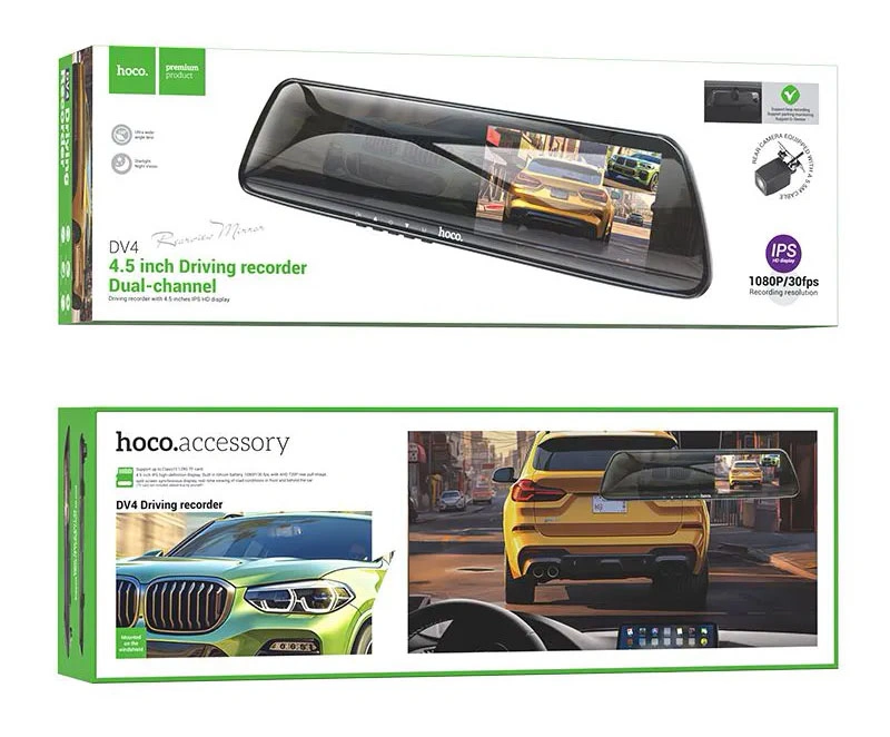 Видеорегистратор Hoco DV4 mirror driving recorder (dual-channel), Iron Gray. Фото 5