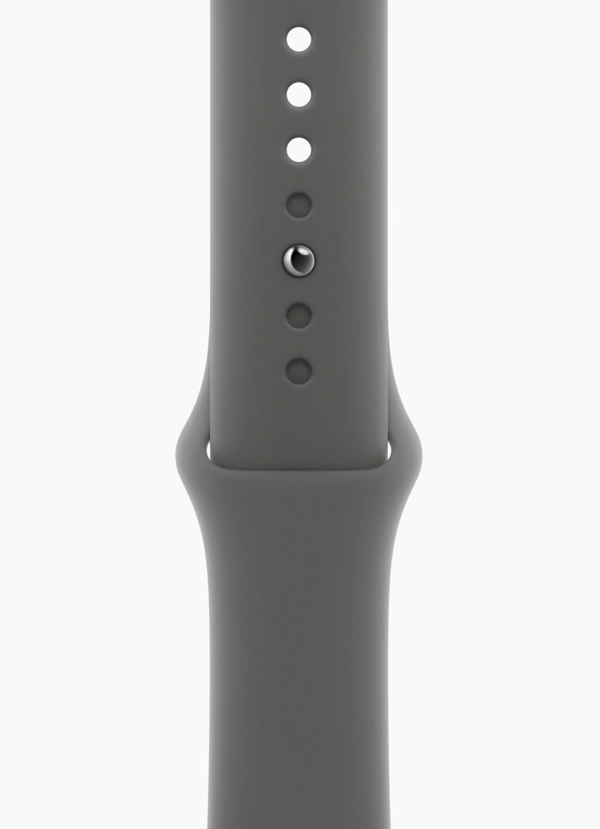 Apple Watch Series 10, 42 мм, алюминий цвета «чёрный глянец», спортивный ремешок цвета "Stone Gray", S/M (MWWX3). Фото 3