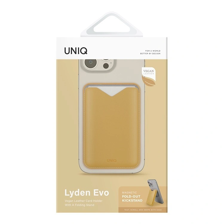 Магнитный бумажник Uniq для iPhone Lyden Evo Magnetic Card Holder, Жёлтый (LYDENEVO-CANYEL). Фото 3