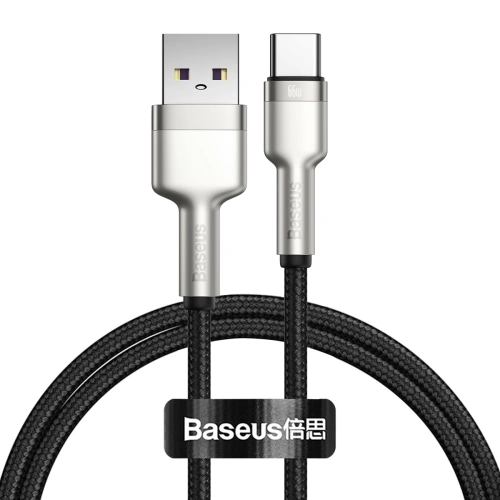 Кабель Baseus Cafule Series Metal Data Cable USB to Type-C 66W 1m, Чёрный (CAKF000101). Фото 1