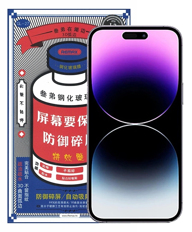 Защитное стекло Remax GL-27 3D для iPhone 14 Pro Max, Чёрное. Фото 1