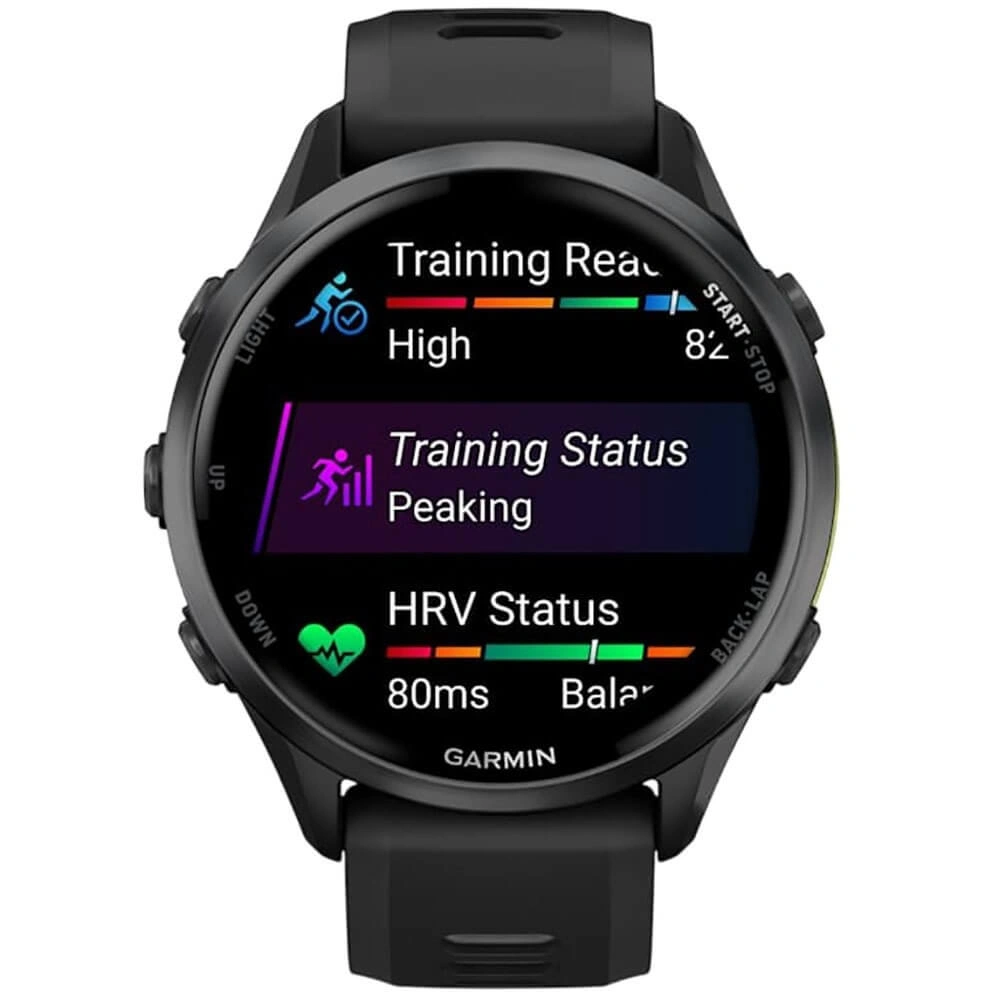 Умные часы Garmin Forerunner 970 Carbon Gray DLC Titanium, Чёрно-серый ремешок (010-02969-10). Фото 4