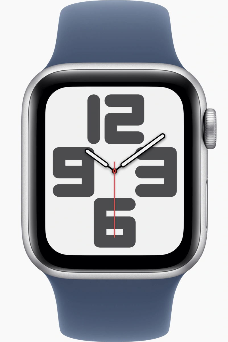 Apple Watch SE 2024, 40 мм, алюминий цвета "серебро", Denim Sport Band, S/M (MXEC3). Фото 2