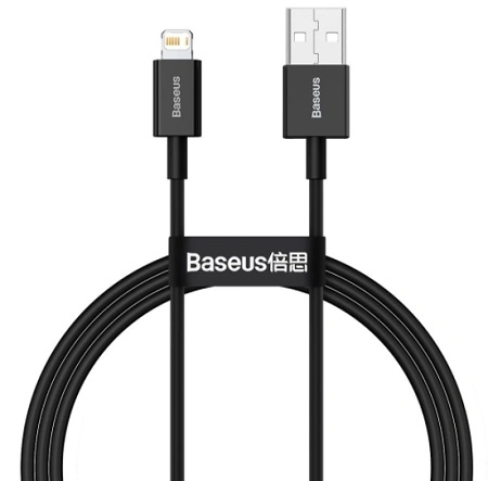 Кабель Baseus Superior Series Fast Charging Data Cable USB to iP 2.4A 1m, Чёрный (CALYS-A01). Фото 1