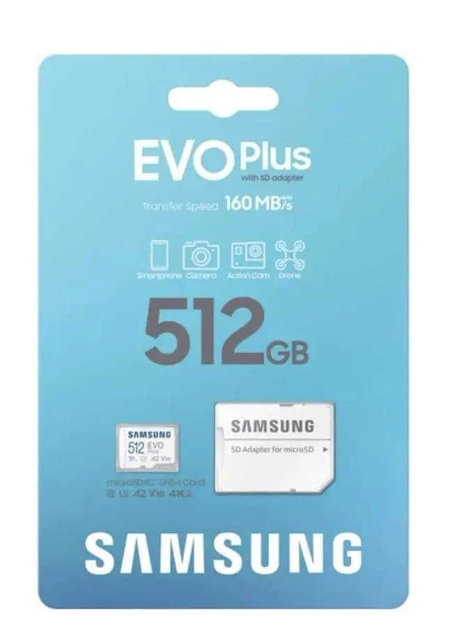 Карта памяти Samsung 512GB microSDXC EVO Plus + SD Adapter (MB-MC512SA). Фото 1