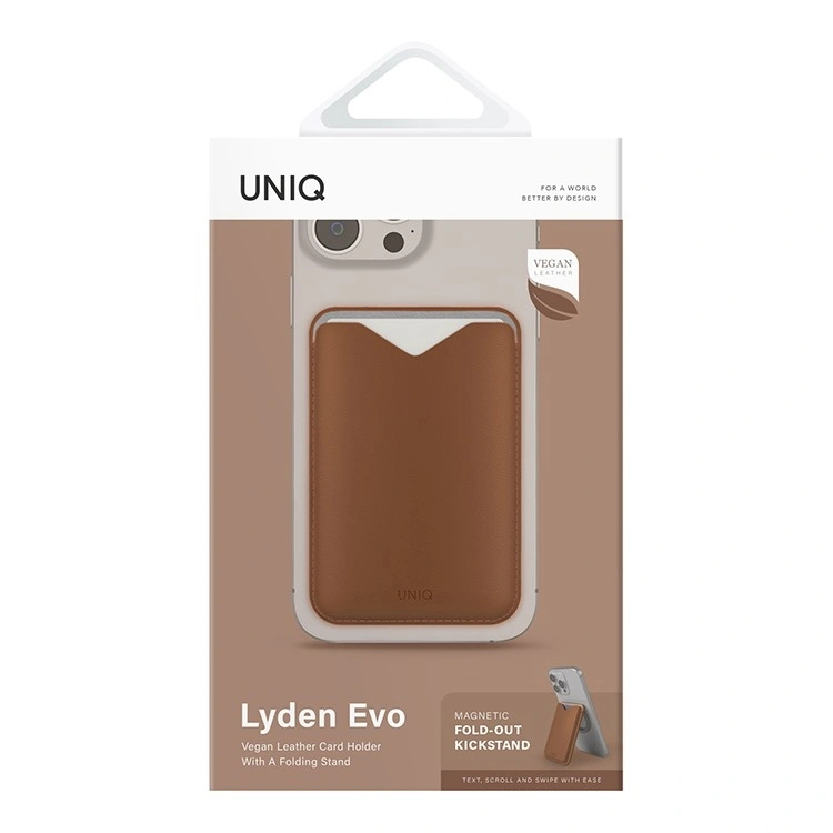Магнитный бумажник Uniq для iPhone Lyden Evo Magnetic Card Holder, Коричневый (LYDENEVO-CARAMEL). Фото 3