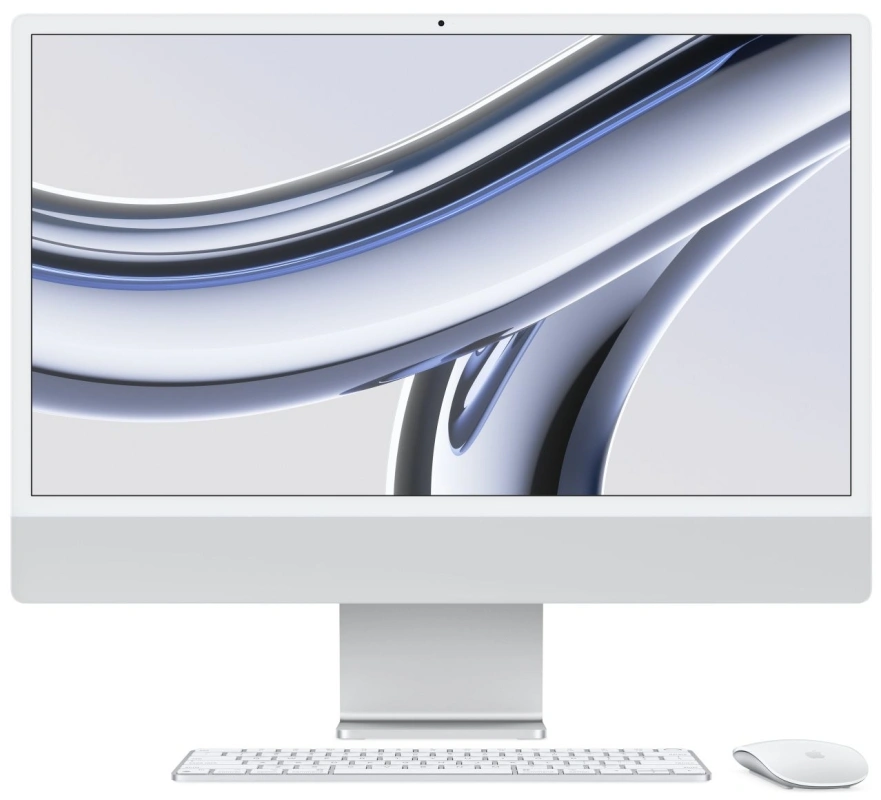 Apple iMac 24" Retina 4,5K, (MQR93) (M3, 8-ядер CPU, 8-ядер GPU, 8 ГБ, 256 ГБ SSD, 2023), Серебристый. Фото 1