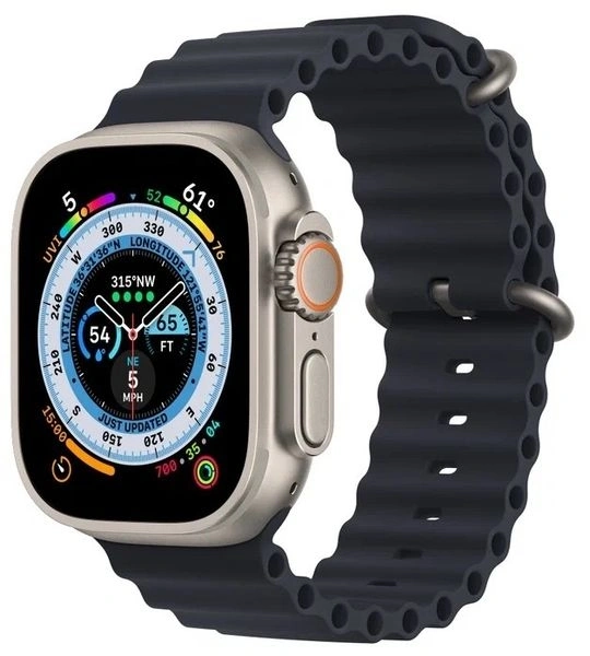 Ремешок Ocean Silicone для Apple Watch 44/45/46/49мм, Полночный-синий. Фото 1