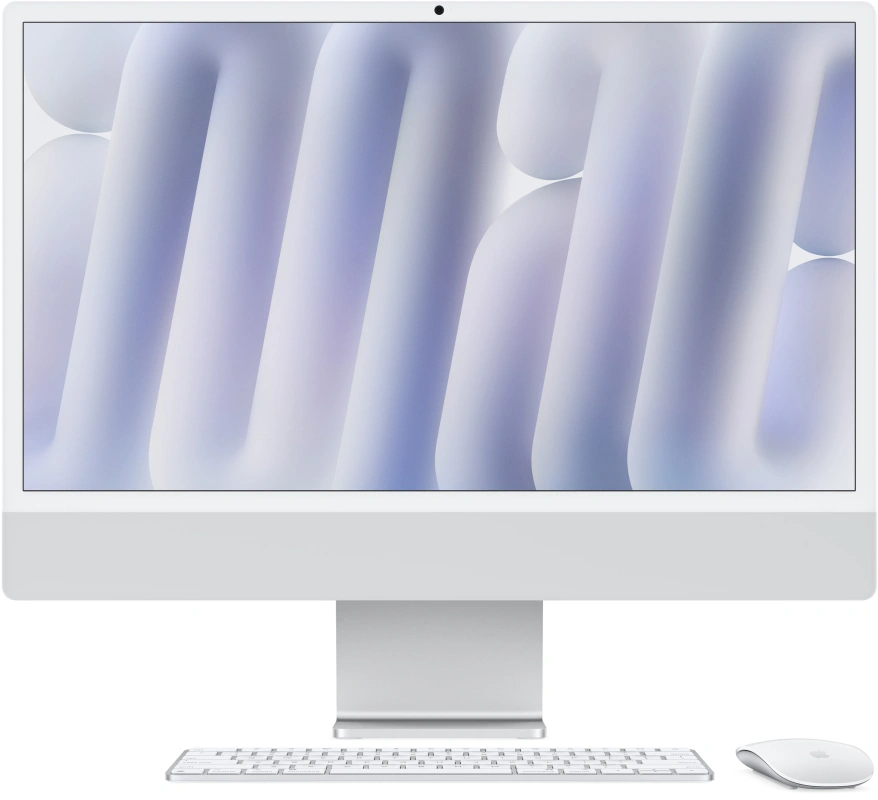 Apple iMac 24" Retina 4,5K, (MWUU3) (M4, 10-ядер CPU, 10-ядер GPU, 16 ГБ, 256 ГБ SSD, 2024), Серебристый. Фото 1