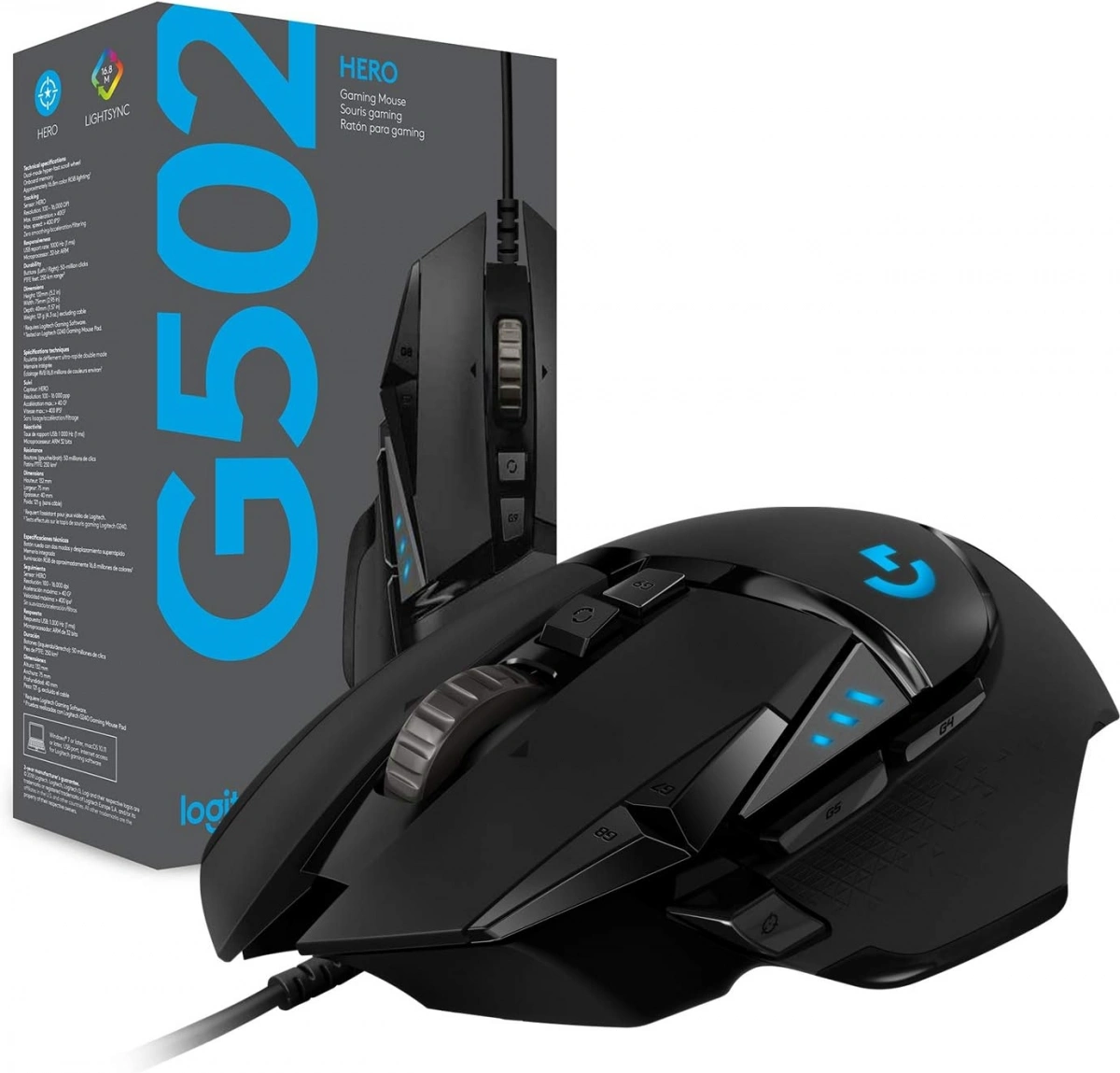 Мышь проводная Logitech G502 Hero Gaming Mouse, Чёрная. Фото 8